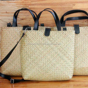 กระเป๋าถือสตรีทำจากหญ้าทะเลธรรมชาติ สไตล์วินเทจ แฟชั่นเวียดนาม กระเป๋าโท้ทแบบมีซิปและหูหิ้วคู่ ลายทาง เป็นมิตรกับสิ่งแวดล้อม - Product Image 6