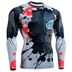 Unisex Long Sleeve <b>BJJ</b> MMA Compression Shirt Anti-UV Sport Style Gym Workout Fabric <b>Rashguard</b> for Training - Product Image 1