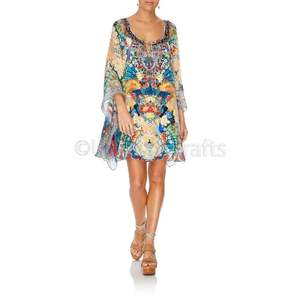 ชุดแต่งกายแฟชั่นสำหรับผู้หญิง,ชุดแต่งสไตล์โบโฮชุดชายหาดทรงหลวมพิมพ์ลายดิจิตอล Kaftan คอวีสั้นปี2019 - Product Image 1