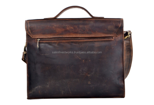 New Crazy Horse Genuine Leather <b>Men</b> And Women <b>Messenger</b> <b>Bag</b> For Office & Business Brown Laptop <b>Bags</b> With Shoulder Strap & Handle - Product Image 2