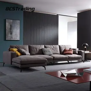 Moderne Luxe L Vormige Lederen Woonkamer Moderne Lage Arm Sofa Bedden Woonkamer Hoekbank Set