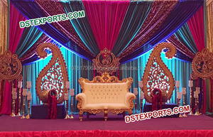 Décoration de scène de mariage en forme de paon, design magnifique, FRP, motifs paisley, décoration de mariage indienne, fabricant - Product Image 6