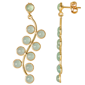 ต่างหูหยดน้ำเงินสเตอร์ลิงพร้อมพลอยคาลซิโดนีชุบทองทำด้วยมือ925สำหรับงานแต่ง - Product Image 2