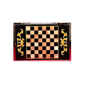 <b>Chess</b> Board Inlaid Marble Coffee <b>Table</b> Top - Product Image 1