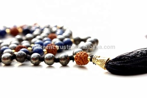 Haute qualité 108 perles 6 mm méditation Mala collier pierre précieuse naturelle Long Onyx et perle avec Pyrite Rudraksha pour cadeaux - Product Image 4