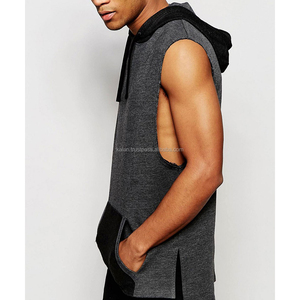 Sudadera sin mangas ligera de algodón 100% para hombre Kalan KFH41, gris, negro, blanco liso, talla grande, con logo personalizado, tejido de punto, color liso. - Product Image 3