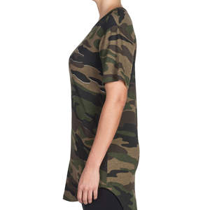 Venta caliente moda mujer camiseta logotipo personalizado Camo colorido cuello redondo señoras camisetas - Product Image 3