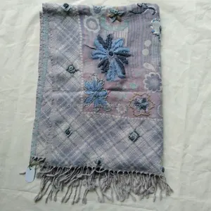 Красивые Классические этнические индийские кашемировые шерстяные шарфы с ручной вышивкой Красочные шерстяные женские шарфы с вышивкой Хан d шаль для женщин