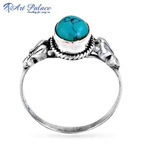 Bague en argent avec pierres précieuses turquoise de designer indien Bijoux en argent sterling 925 Bague en argent avec pierre de guérison turquoise Pierre précieuse naturelle - Product Image 2