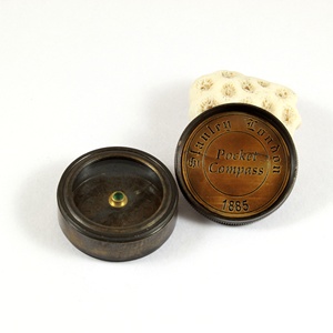 เข็มทิศทิศทางการเดินเรือทำจากทองเหลืองขัดเงาแบบโบราณพกเคสหนังกระเป๋าใส่ทางทะเลทำจากหนังครบรอบ - Product Image 3