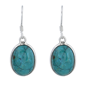 Crisocola verde piedra preciosa ovalada 925 plata esterlina hecha a mano romántico oreja alambre pendientes colgantes moda boda regalo fiesta - Product Image 1
