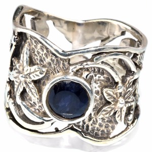 Iolite-Anillo de Plata de Ley 925 con bisel azul, forma redonda Virtual, para mujeres - Product Image 4