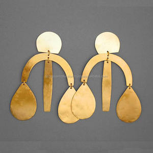 Vente en gros de grandes boucles d'oreilles pendantes en plaqué or de style unique bijoux de mode - Product Image 2