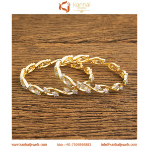 El último diseñador Classic Fashion Bangles 2 Tone Plated con White CZ Modelo 59587 - Product Image 2