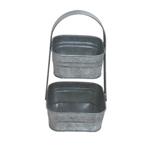 Jardinière suspendue carrée galvanisée à 2 niveaux pour pot de fleur intérieur/extérieur et affichage de plantes - Product Image 1