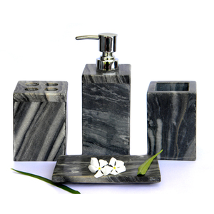 Juegos de baño de lujo indios hechos a mano, juego de baño de mármol negro Natural y accesorios de baño para decoración del hogar y hoteles - Product Image 1