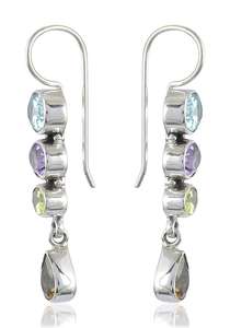 Élégant Nouveau Unique 925 Sterling Silver Forme Ovale Citrine Péridot Améthyste Topaze Bleue Boucles D'oreilles Bijoux ODM OEM Fournisseur - Product Image 2