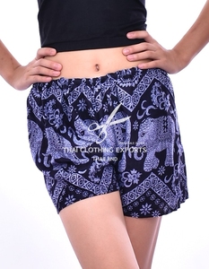 Elefante impreso pantalones cortos con elástico en la cintura de las mujeres pantalones cortos de playa - Product Image 5