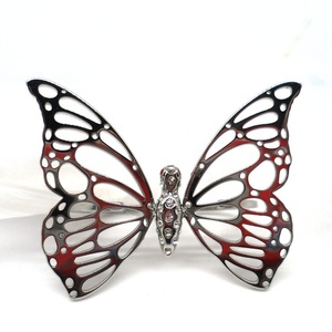 Personalizzazione dei gioielli Janice gioielli in acciaio inossidabile con dichiarazione anello a farfalla con doppio dito con zircone per le donne - Product Image 1