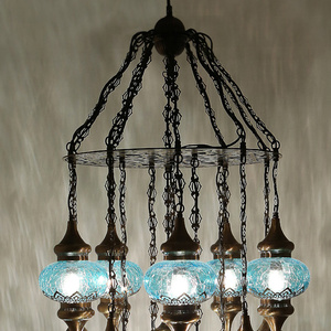 Lustres à économie d'énergie de conception ottomane en édition de couleur antique turque élégante avec 15 verres - Product Image 3