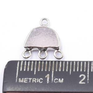 Conector de Plata de Ley 925 con Bisel Plateado, Forma de Media Esfera de Druzy Rosa, para Fabricación de Joyería Artesanal - Product Image 3