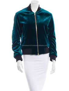 Veste bomber en velours marron de haute qualité pour femmes avec broderie, rembourrage en polyester respirant - Product Image 2