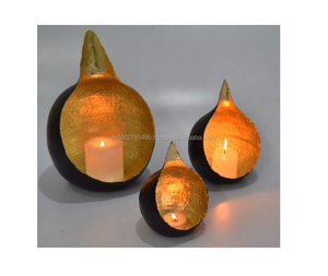 Handmade Embossed Black Gold Iron <b>Tealight</b> <b>Holder</b> Stylish Metal Decorative Candle Candelabra Home Christmas Decoration IHA - Product Image 1