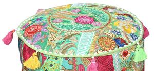 Puf Tradicional Bohemio Moderno de Patchwork, Reposapiés Otomano de Algodón Indio, Decoración del Hogar, Uso Escolar, Puf para Sentarse - Product Image 3