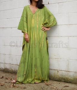 Robe longue de plage teinture à cravate pour femmes, vêtements mode de haute qualité, OEM bohème, caftan latéral, élégant, col en v, cool, - Product Image 1