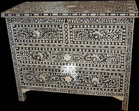 Commode à tiroirs Geometry Bone Inlay Tiroirs à incrustation d'os uniques Décoratifs pour la maison Taille et couleur personnalisées Incrustation d'os