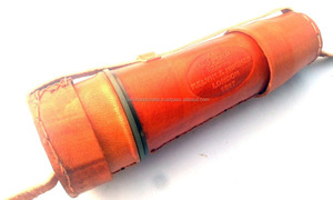 Telescopio antiguo de latón de estilo náutico, tapa de doble cara de cuero gris, catalejo con lanza fina, gran zoom - Product Image 2