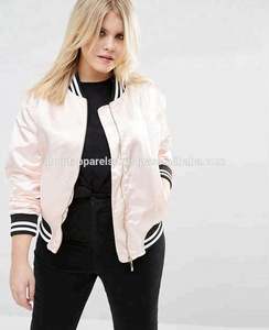 Chaqueta de bombardero de satén Varsity transpirable con estilo para mujer, nueva moda de moda OEM, venta al por mayor, talla XL personalizable - Product Image 2