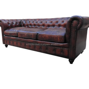 Chesterfield-sofá de cuero genuino - Product Image 1