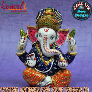 Ganisi — ganti de différentes tailles, cadeau de mariage, ganesha Komoli, Vibrant, Meenakari Ganesha - Product Image 6