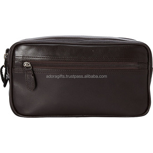 Personalized <b>Leather</b> Cosmetic Makeup Pouches <b>Toiletry</b> <b>Bag</b> - Product Image 1