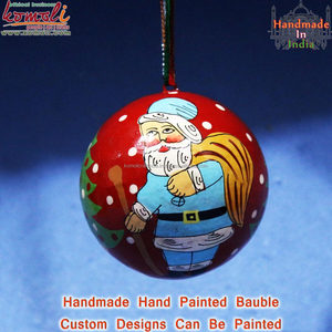 Tío Santa sobre papel maché pintado a mano, adornos colgantes de Navidad, bolas, decoraciones de Navidad - Product Image 4