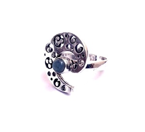 Bague Spirale Ajustable en Argent Placage Lunette de Bohème Sertissage Pierres Précieuses Bijoux Matériau Principal Laiton pour Anniversaires - Product Image 4