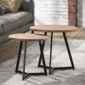 Table basse trépied en bois Ensemble de 2 pièces - Product Image 1