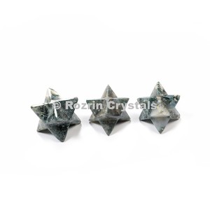 Estrella Merkaba de Ágata Musgosa |   David Merkaba Tallado y Grabado, Decoración Feng Shui para el Hogar - Product Image 1