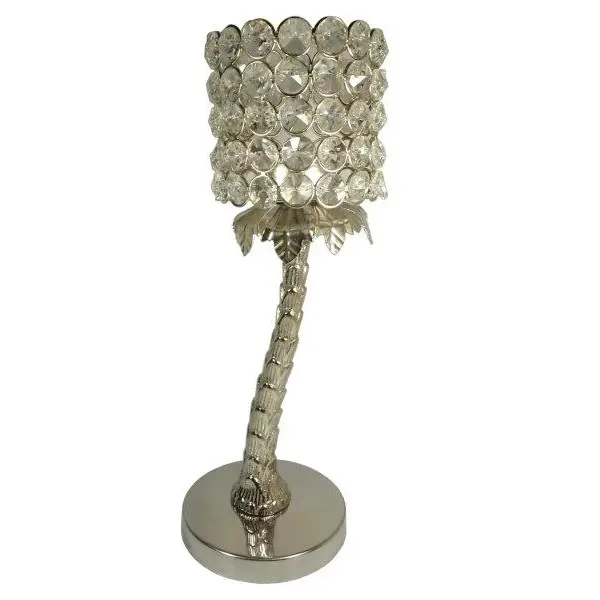 Glänzendes Silber Finishing Kristall Perlen Metall Kerzenhalter Umwelt freundliche Top Trend ing Hochzeits dekor Kerzen ständer Einzigartiger Stil
