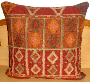 手工羊毛dhurrie枕头印度家居装饰坐垫