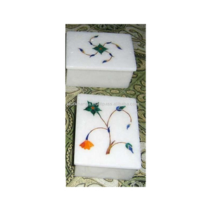 Cajas con Incrustaciones de Mármol Blanco Puro y Diseño Hermoso, Hechas a Mano y Pulimentadas, en Forma Rectangular para Almacenamiento - Product Image 1