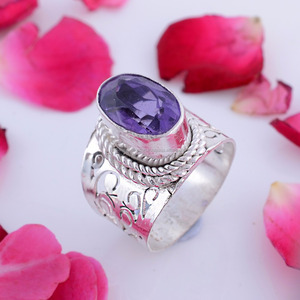 Amethyst Semi Precious Gemstones New Design Wedding Party 925 Silver Jewelry <b>Ring</b> - Product Image 1