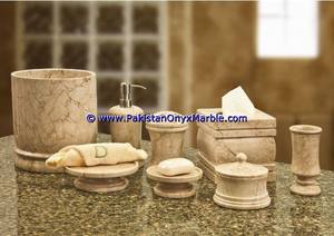 Gran variedad de accesorios de baño beige de mármol negro azabache Juego de jaboneras Burmarteak de madera de teca - Product Image 4