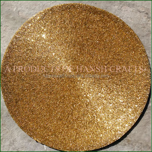 Manteles Individuales con Cuentas de Color Verde, Hechos a Mano |   Mantel Redondo Decorativo para Mesa de Comedor, para Hogar, Cocina, Bodas y Fiestas - Product Image 3