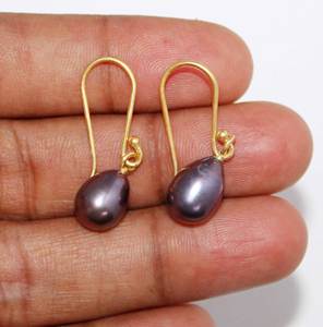 Handmade Natural Baroque Pearl Earrings for Women, 925 <b>Sterling</b> <b>Silver</b> Gold Plated Drop Dangle Gemstone Jewelry - Product Image 4
