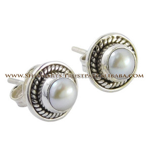 925 <b>Sterling</b> <b>Silver</b> Freshwater Pearl Gemstone <b>Earrings</b> New Design Collection Gold Plated <b>Stud</b> Jearlery for Parties and Gifts - Product Image 2