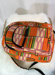 กระเป๋าเป้สะพายหลังลาย Kente แบบแอฟริกัน ทำมือ ผ้าฝ้ายพิมพ์ลายแอฟริกัน ผ้าฝ้ายพิมพ์ลายแว็กซ์ - Product Image 5