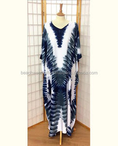 2024 Collection d'été de plage de vêtements pour femmes Rayon Tie Dye Kaftan Beach Cover Ups Poncho Caftan - Product Image 1