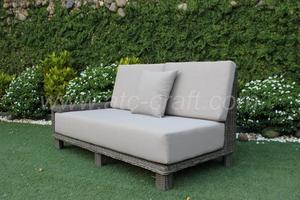 Grand canapé en rotin et Poly résine, ensemble de luxe Design de haute qualité, avec lit de jour pour le jardin extérieur ou le salon, meubles en osier - Product Image 4